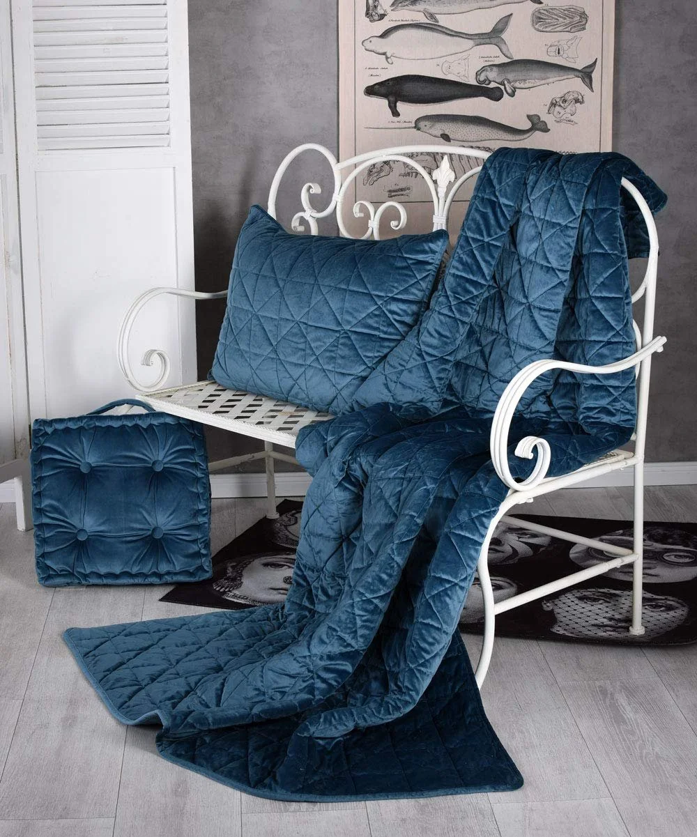 Покрывало Бархатное одеяло Синий Плед Хлопковое одеяло 140 x 200 см kds023 Palazzo Exclusive, фото №5