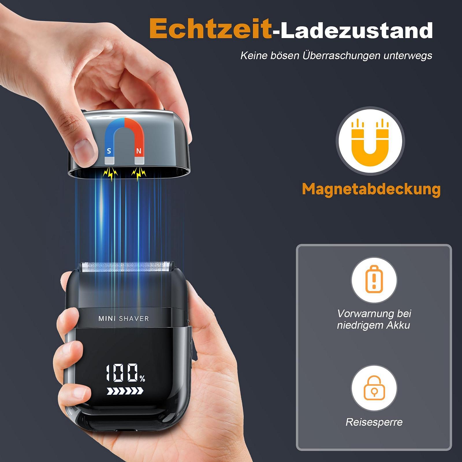 Мини-электробритва мужская с LED-дисплеем, IPX7 водонепроницаемая, портативная, бесшумная, фото №4