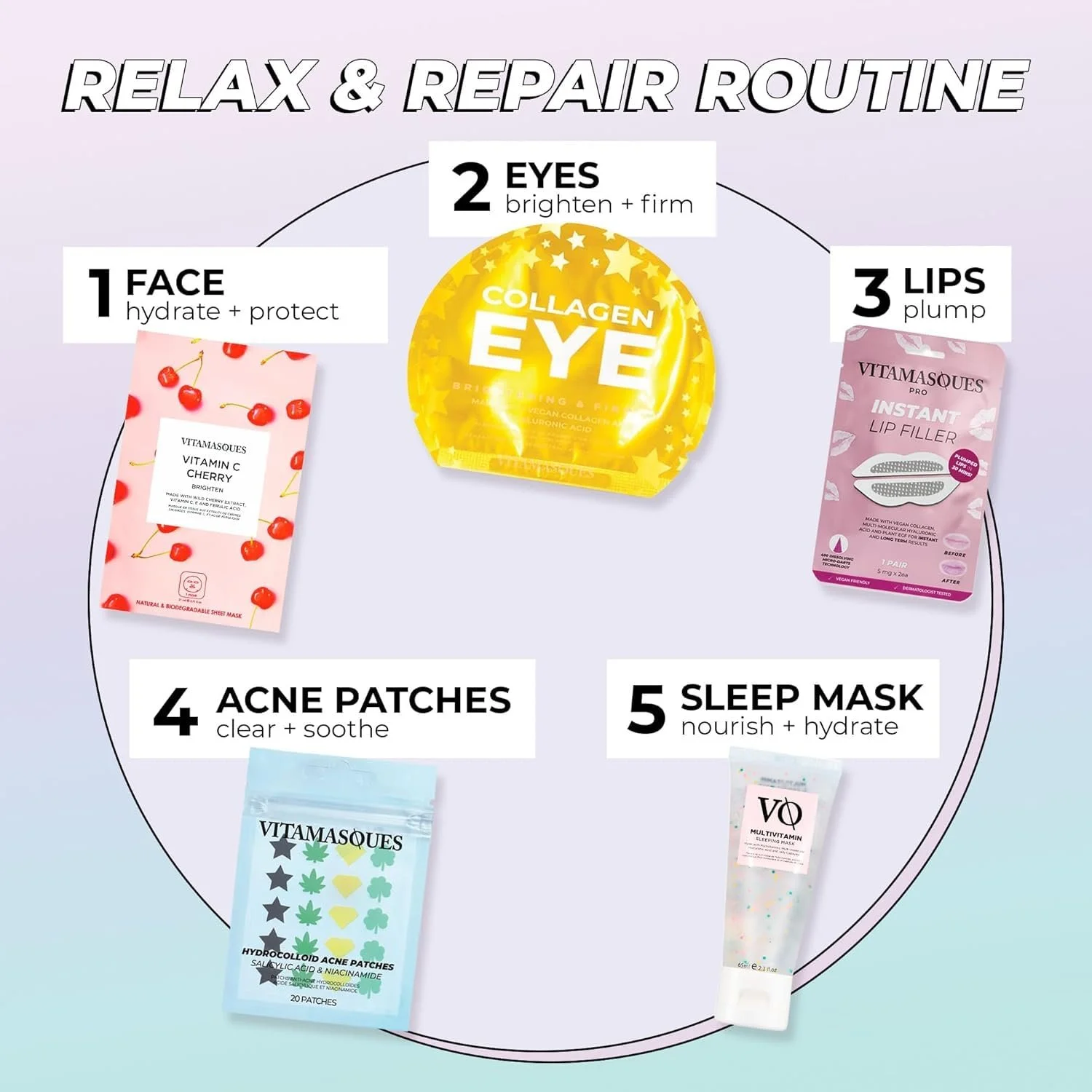 Маска для обличчя Vitamasques Vitamin C Cherry, 7 шт. Освітлює, фото №6