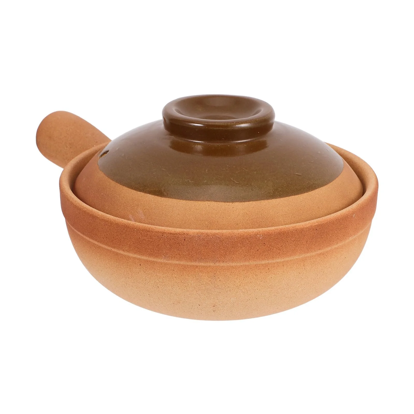 Глиняный горшок Traditional Clay Pot с крышкой керамический 850 мл с боковой ручкой жаропрочный, фото №1