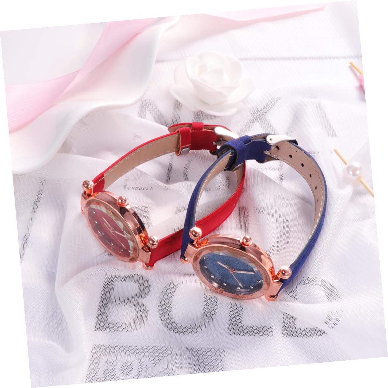 Женские часы Healvian Дизайн Звездное небо Кварцевые часы Блестящие Красный и Синий, фото №8