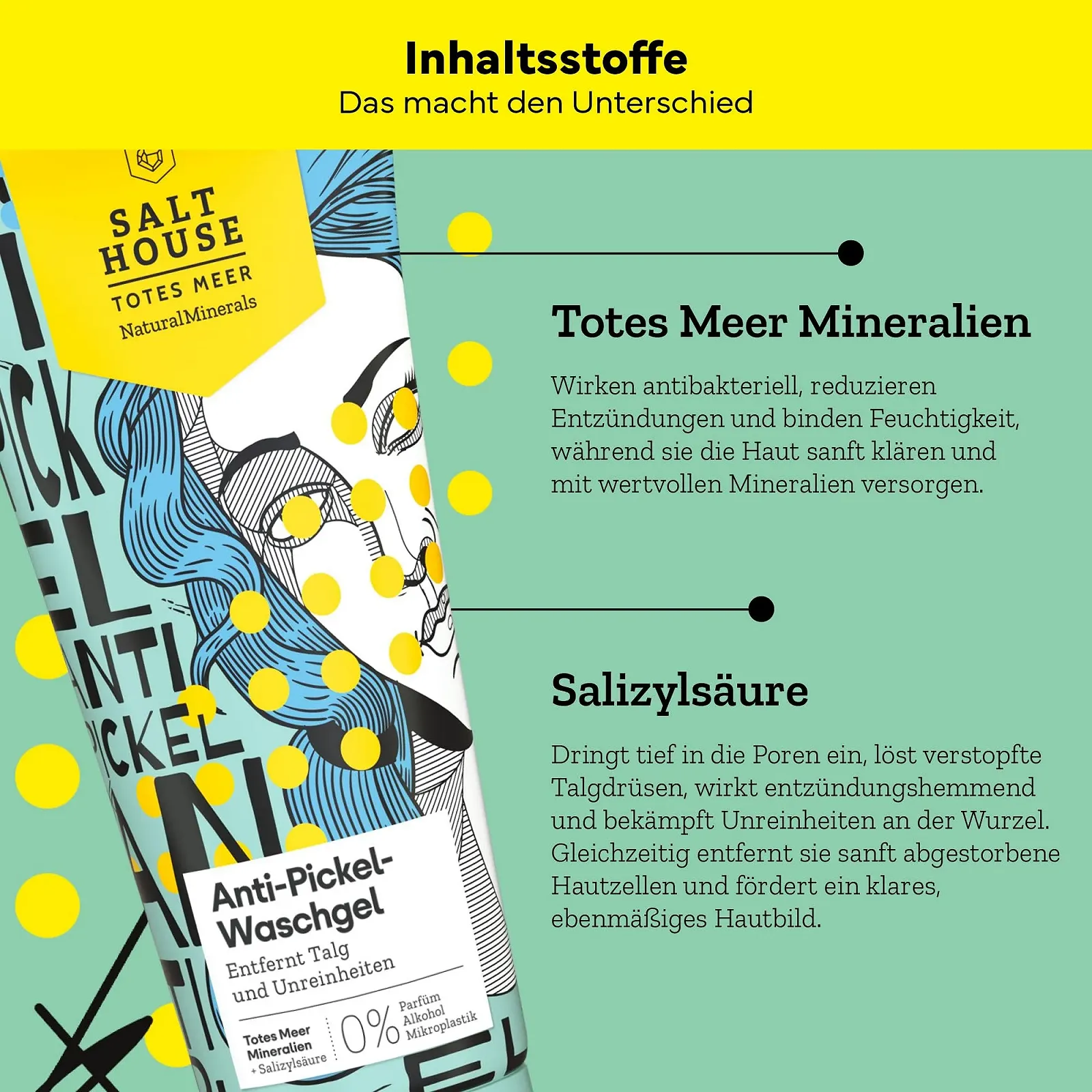 Гель для умывания Salthouse Natural Minerals Anti-Pimple, для мягкого и глубокого очищения пор, с салициловой кислотой, 200 мл, фото №4