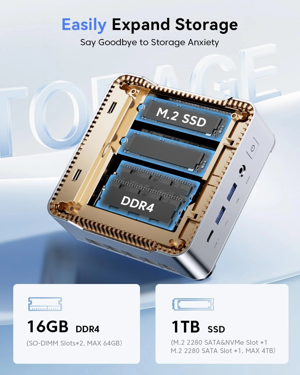 Міні ПК NiPoGi E2 / Intel N97 / RAM 16GB / SSD 1ТB / Intel UHD Graphics / 1 x HDMI / LAN / Wi-Fi 5 / Bluetooth 4.2 / Windows 11 / Сріблястий, фото №2 Міні ПК NiPoGi E2 / Intel N97 / RAM 16GB / SSD 1ТB / Intel UHD Graphics / 1 x HDMI / LAN / Wi-Fi 5 / Bluetooth 4.2 / Windows 11 / Сріблястий, фото №2
