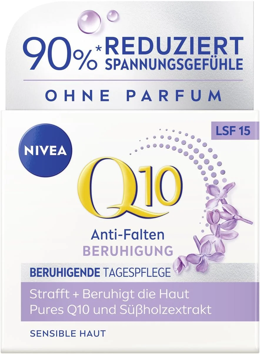 Денний крем NIVEA Q10 Без ароматизаторів SPF 15 Зміцнювальний з екстрактом солодки для чутливої шкіри Заспокійливий проти зморщок 50 мл (2 шт. в упаковці), фото №3 Денний крем NIVEA Q10 Без ароматизаторів SPF 15 Зміцнювальний з екстрактом солодки для чутливої шкіри Заспокійливий проти зморщок 50 мл (2 шт. в упаковці), фото №3