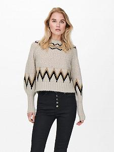 Пуловер ONLSMILA LIFE L/S PULLOVER KNT 15244145-Pumice Stone-Pattern:W. EARTH COLOURS ONLY XS - Фото 1