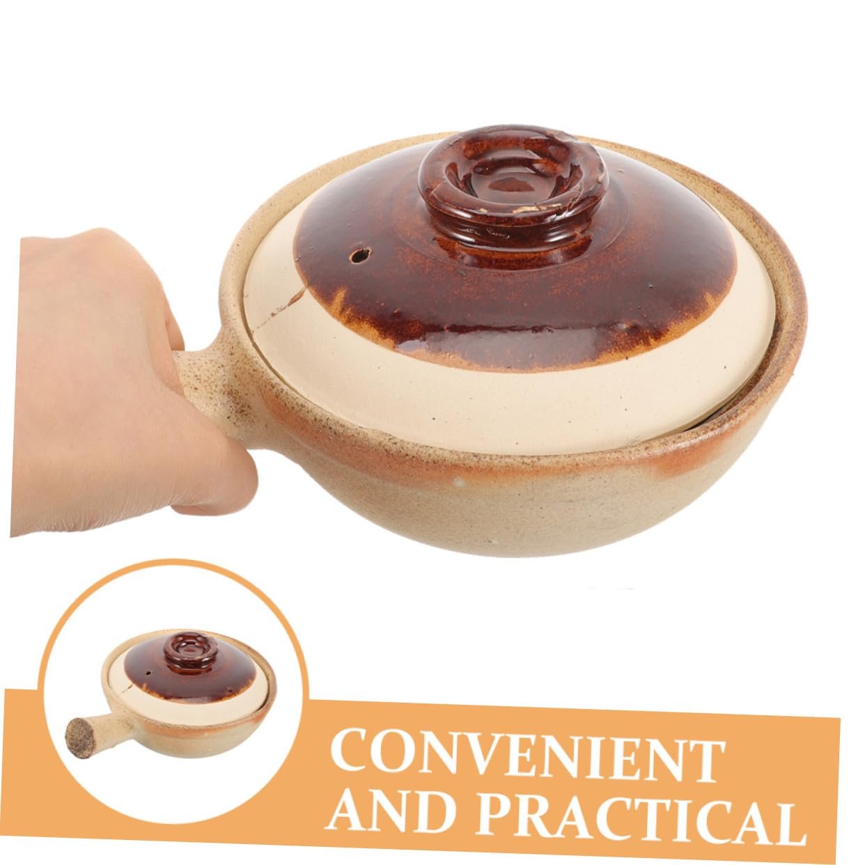 Кастрюля Gatuida керамическая термостойкая с ручкой для всех типов плит с крышкой, фото №4