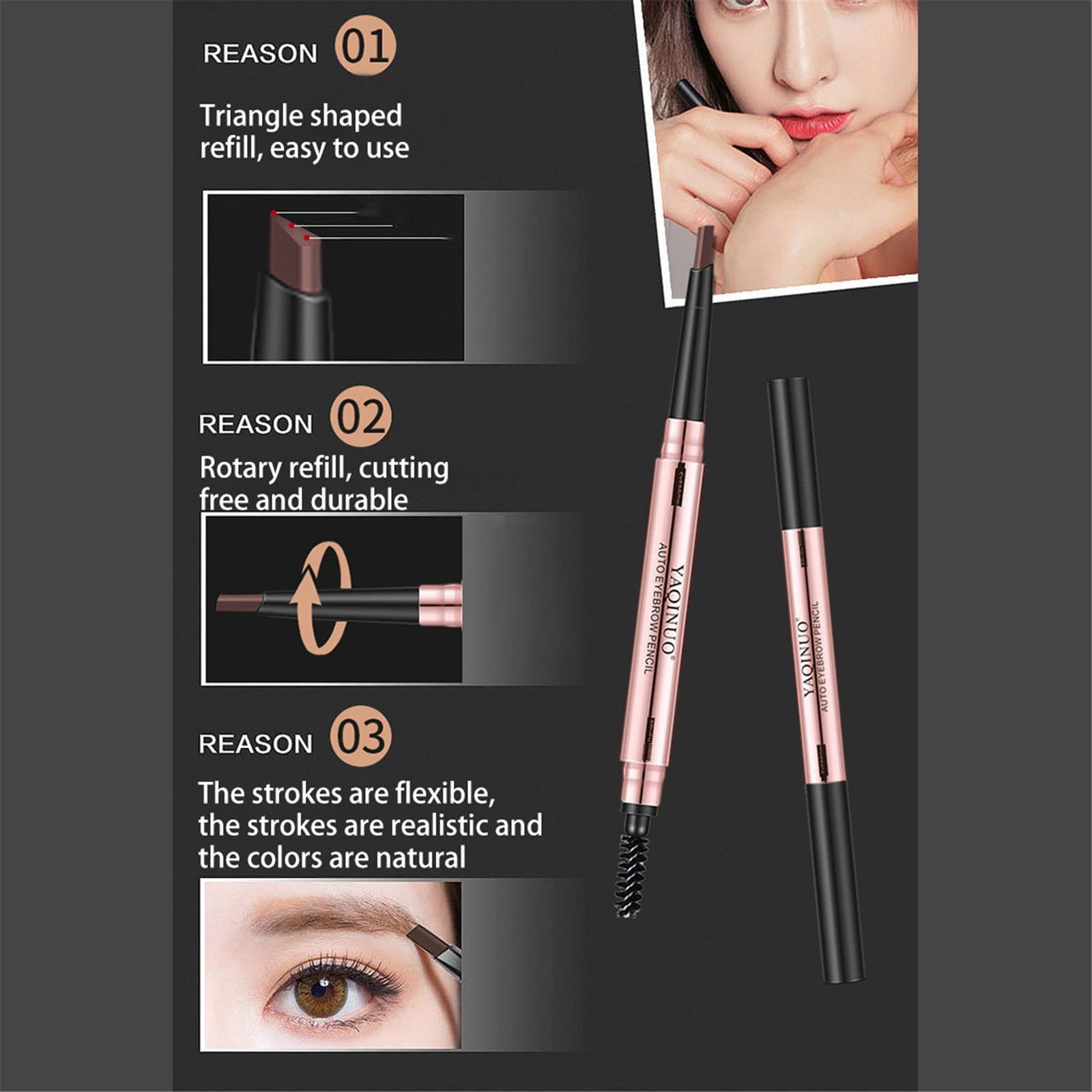 Карандаш для бровей Waterproof Professional Makeup Automatic Rotating Double-Sided (B, One Size), фото №6