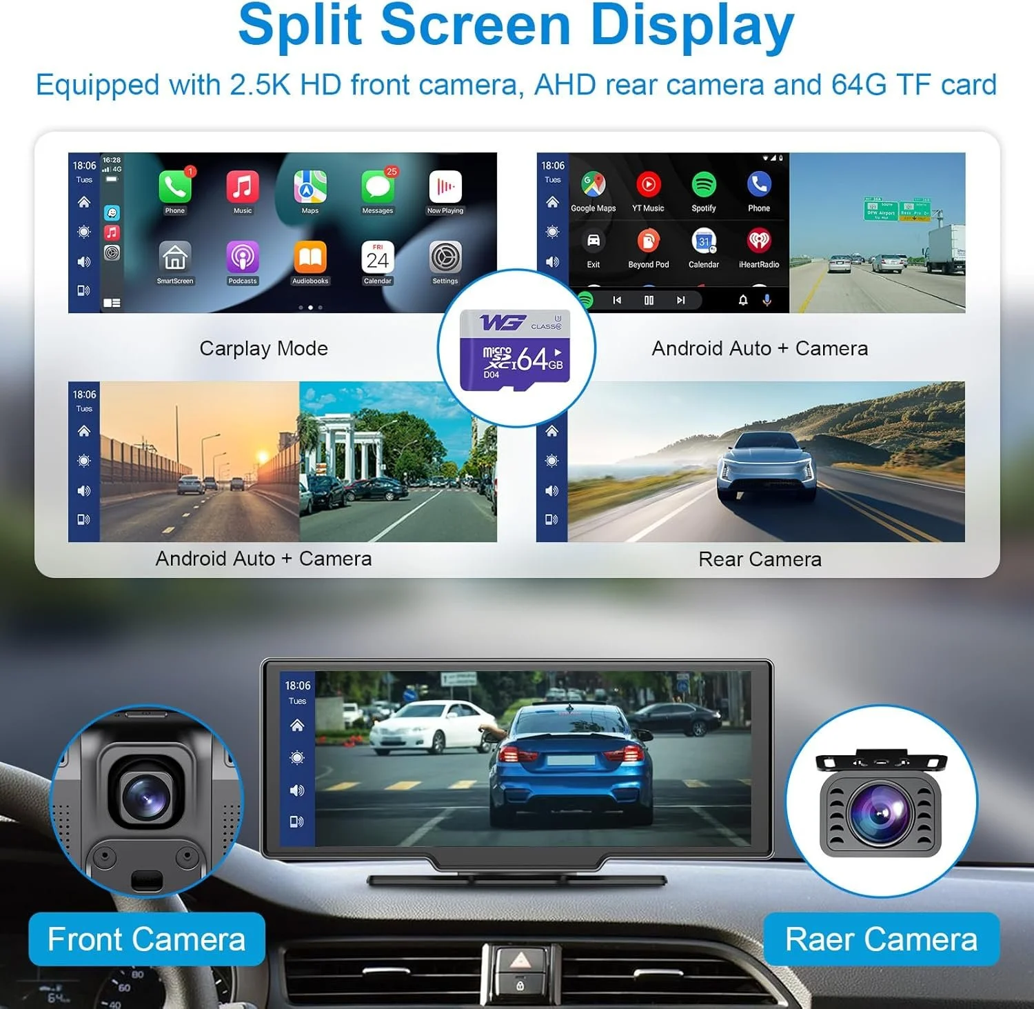 Автомагнітола Woibugee / 9.25" / Сенсорна / Apple CarPlay / Android Auto / Bluetooth / WI-FI / GPS / USB / AUX / TF card, фото №5