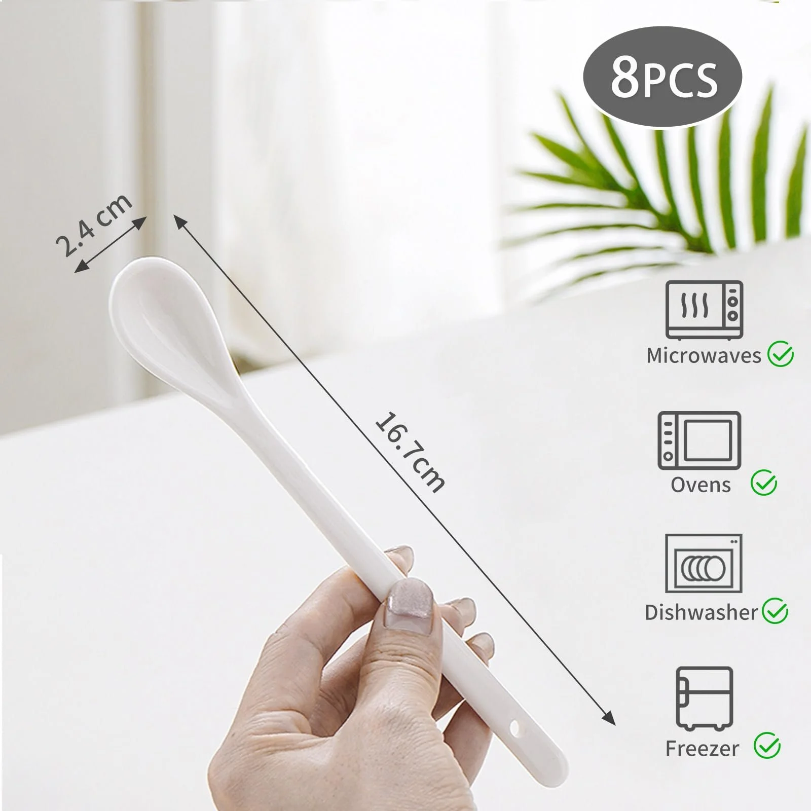 Набір порцелянових ложок з довгою ручкою 8 шт., фото №3