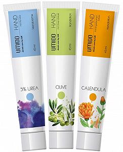 Лосьйон для рук UMIDO Набір з 3 шт 45 мл | 1 x з 5% сечовини | 1 x Оливковий | 1 x Календула - Фото 1