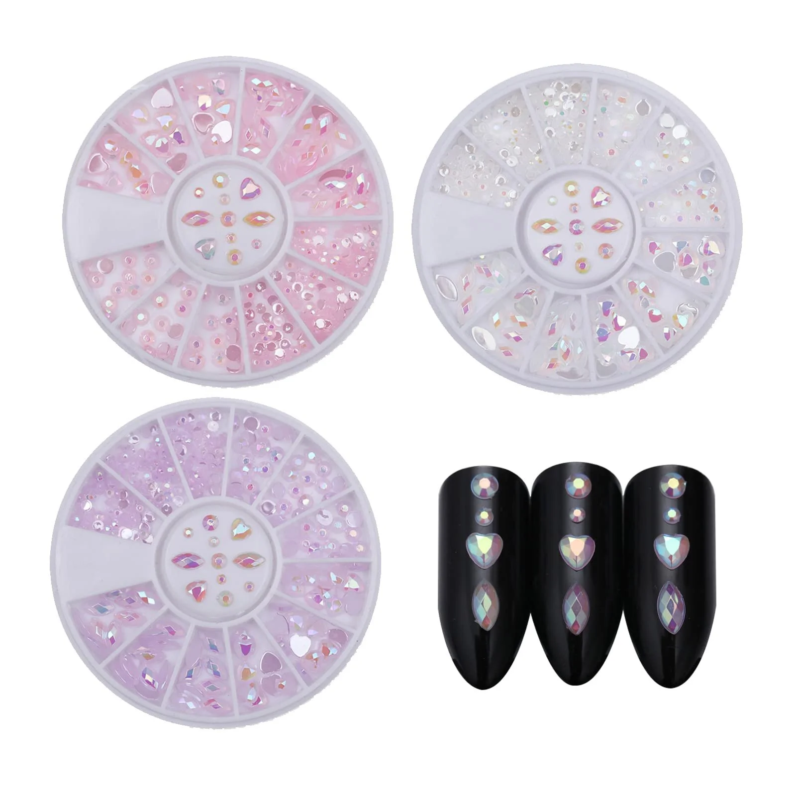 Стрази для нігтів Різні форми 3D Скляні кристали, фото №1