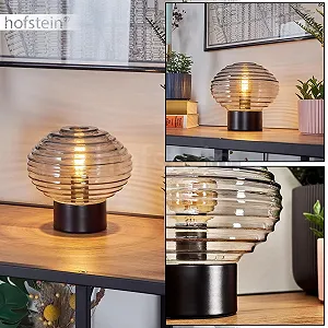 Настільна лампа Gualtar Метал / Скло Скляний плафон 15.5 см 1 x E14 Чорний / Димчастий synthetic.ua - Фото 1