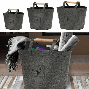 Набор войлочных корзин Stag Head 3 шт Темно-серый S: 32 x 28 см; M: 38 x 33 см; L: 45 x 38 см - Фото 1