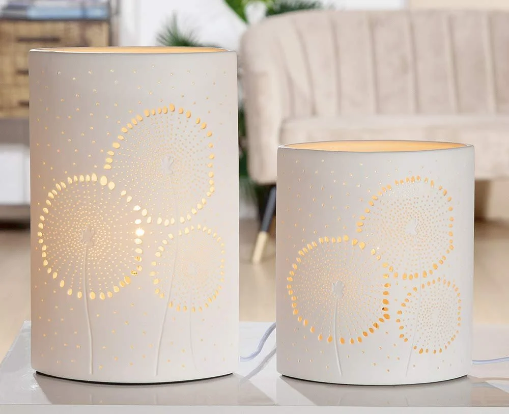 Настільна лампа GILDE Dandelion порцелянова з перфорацією 20 см, фото №3