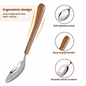 Ложка столова Daily Treasures, набір 6 штук, 17 см, харчова нержавіюча сталь, дерев'яна ручка synthetic.ua - Фото 1