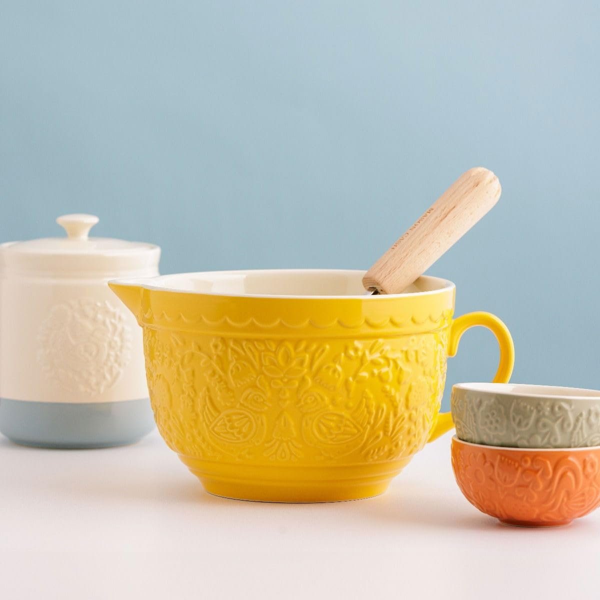 Миска для тіста Stoneware Mason Cash Home to Roost 1.9 літра з ручкою, носиком для зливу, фото №5