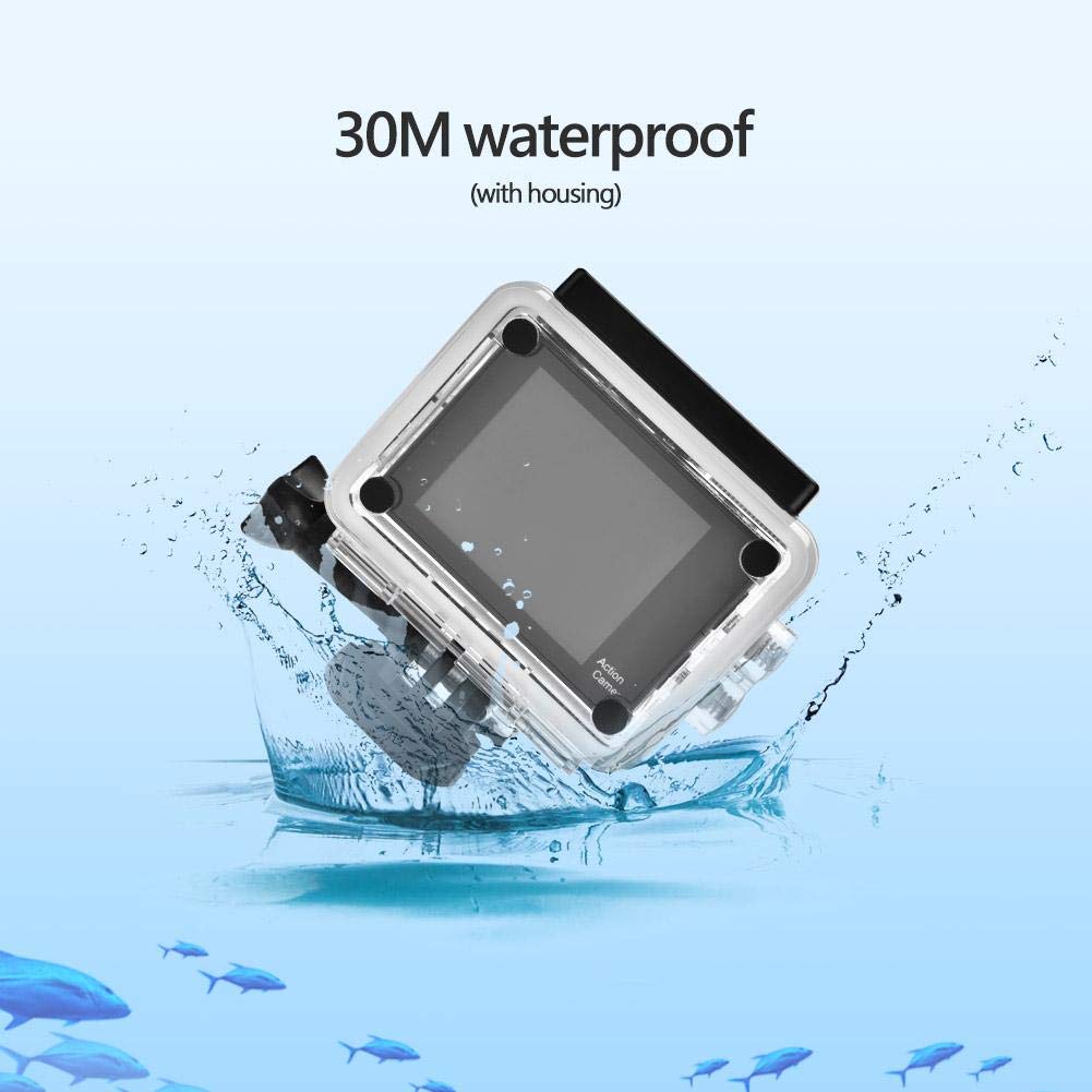 Камера EBTOOLS Sports 1080P 2.0 дюйма WiFi черно-белая с водонепроницаемым корпусом и аксессуарами, фото №4 Камера EBTOOLS Sports 1080P 2.0 дюйма WiFi черно-белая с водонепроницаемым корпусом и аксессуарами, фото №4