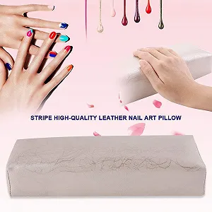 Подушка для манікюру смугаста Шкіра М'яка Губка Сріблястий synthetic.ua - Фото 1