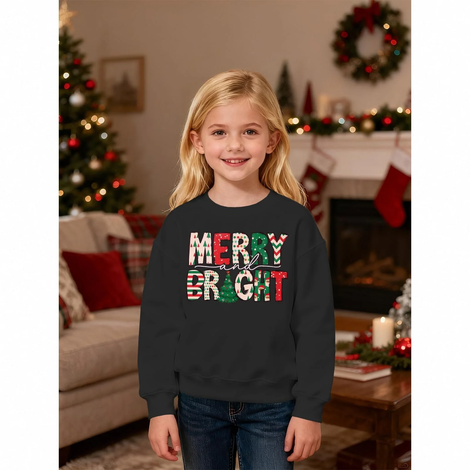 Детский рождественский джемпер Merry Bright, свитшот с принтом елки, рождественский джемпер для мальчиков и девочек 6-11 лет, зимняя хлопковая рубашка с длинными рукавами, праздничная одежда, фото №2 Детский рождественский джемпер Merry Bright, свитшот с принтом елки, рождественский джемпер для мальчиков и девочек 6-11 лет, зимняя хлопковая рубашка с длинными рукавами, праздничная одежда, фото №2