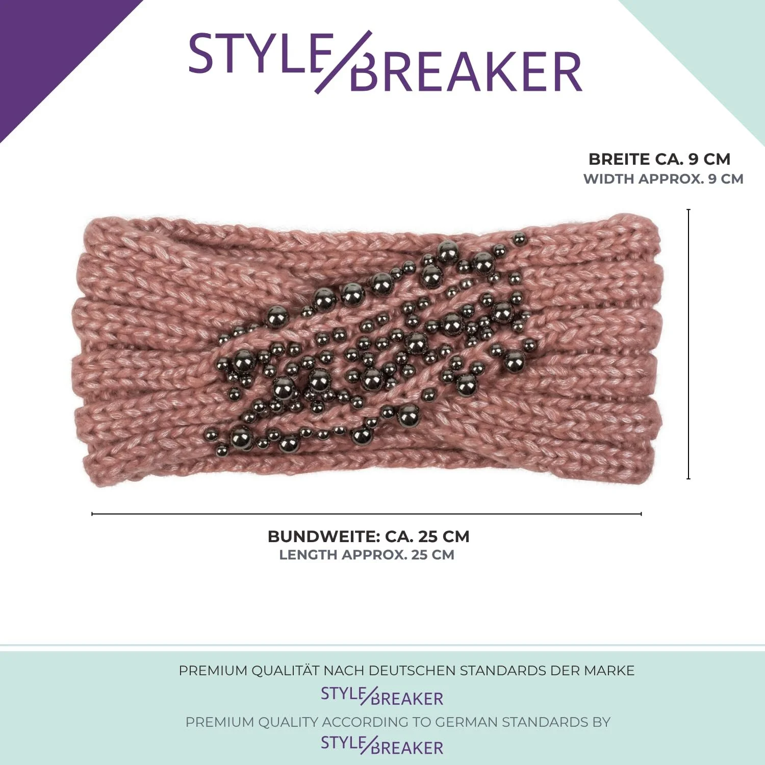 В'язана пов'язка на голову жіноча styleBREAKER з зав'язкою, вузлом і перлинами 04026022, колір: Old Rose, фото №5 В'язана пов'язка на голову жіноча styleBREAKER з зав'язкою, вузлом і перлинами 04026022, колір: Old Rose, фото №5