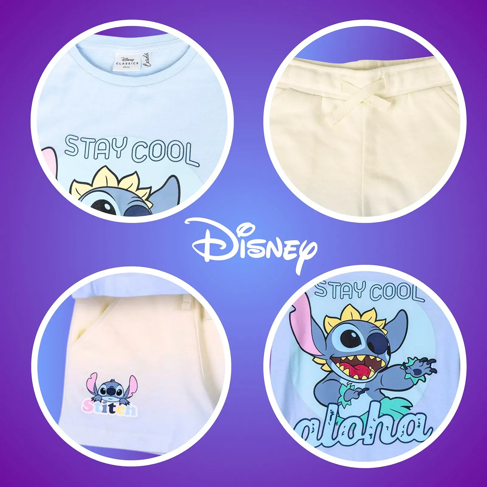 Комплект дитячий: футболка та шорти Disney Stitch, літній, бавовняний, 2 предмети, фото №6 Комплект дитячий: футболка та шорти Disney Stitch, літній, бавовняний, 2 предмети, фото №6