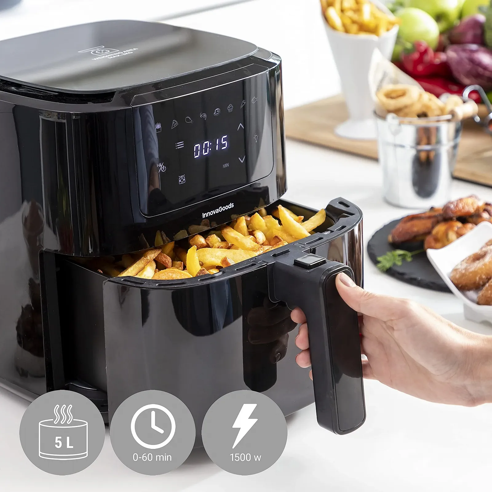 Мультипіч InnovaGoods 5 л 1500 Вт 8 програм Чорна, фото №3 Мультипіч InnovaGoods 5 л 1500 Вт 8 програм Чорна, фото №3