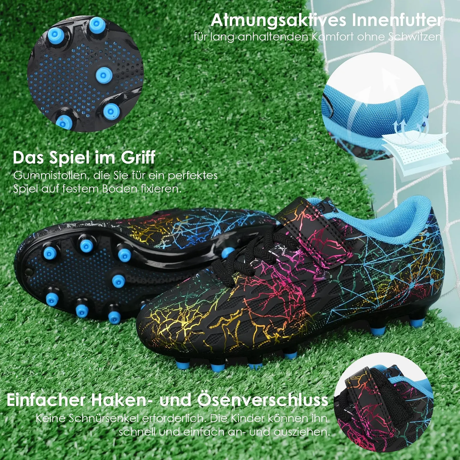 Футбольные бутсы JABASIC Детские для мальчиков и девочек с защитными накладками и футбольными носками, фото №4 Футбольные бутсы JABASIC Детские для мальчиков и девочек с защитными накладками и футбольными носками, фото №4