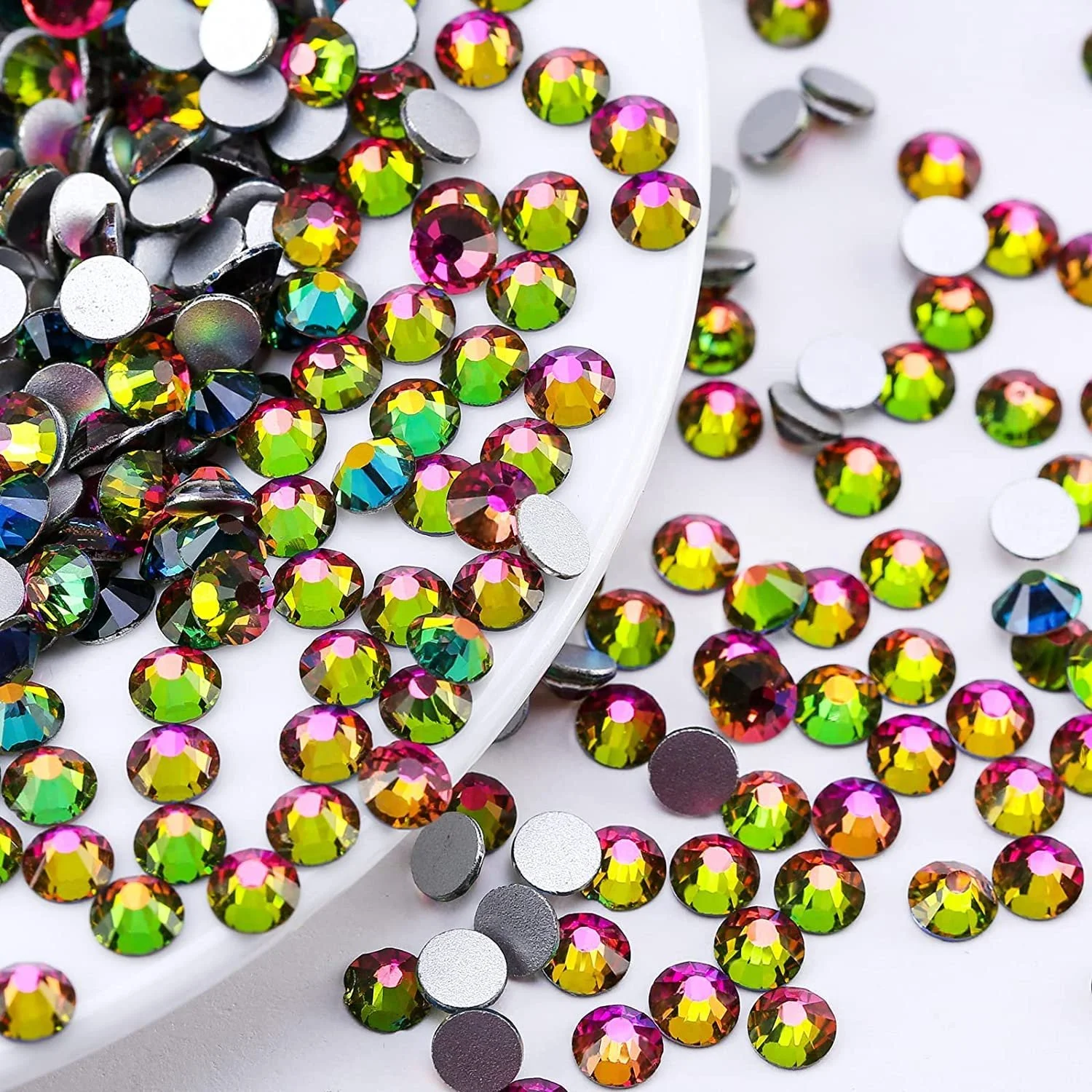 Стрази Novani Crystal Rhinestones, плоскі, 1440 шт., скляні, для одягу, взуття, рукоділля, макіяжу, та DIY прикрас SS12, райдужні, фото №8