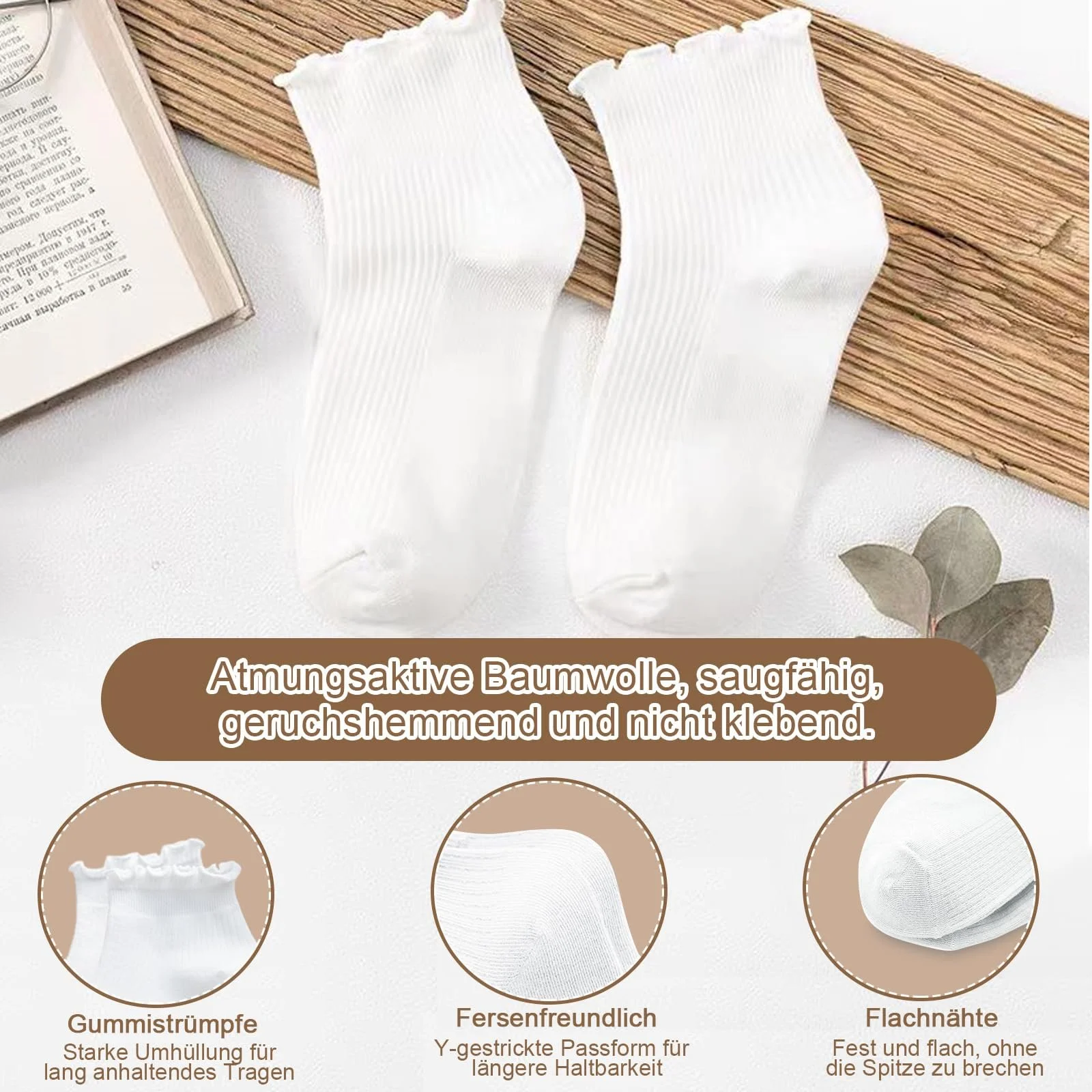 Носки с рюшами, 8 пар, белые носки принцессы для женщин и девочек, белый, 38, фото №3