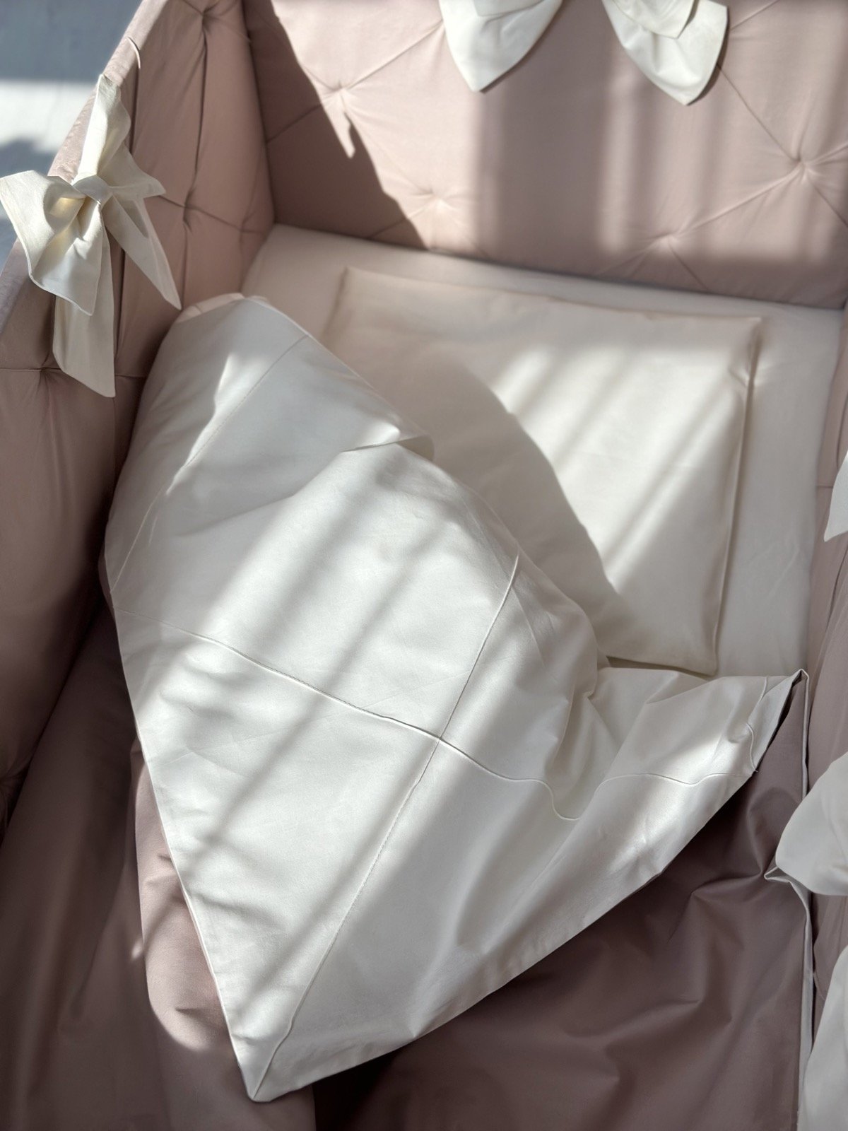 Комплект постільної білизни для новонародженого, стьобані бортики мокко, фото №2