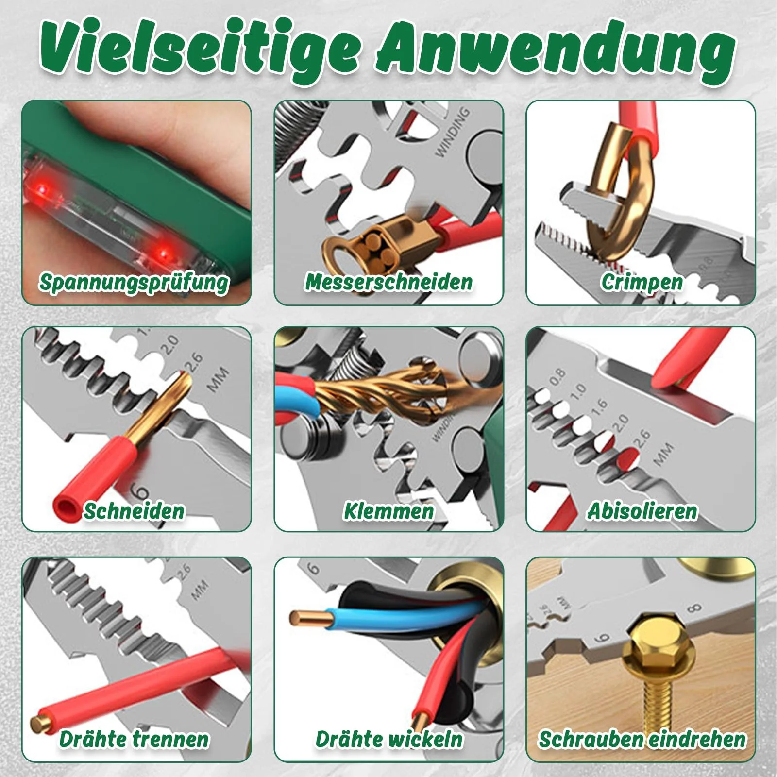 Плоскогубцы электрика с тестером напряжения Многофункциональные металлические Зеленый, фото №6