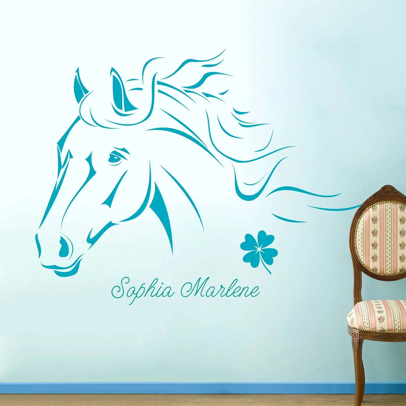 Наклейка на стіну Кінь та Конюшина M343B Розмір L Шоколадно-коричневий, фото №1