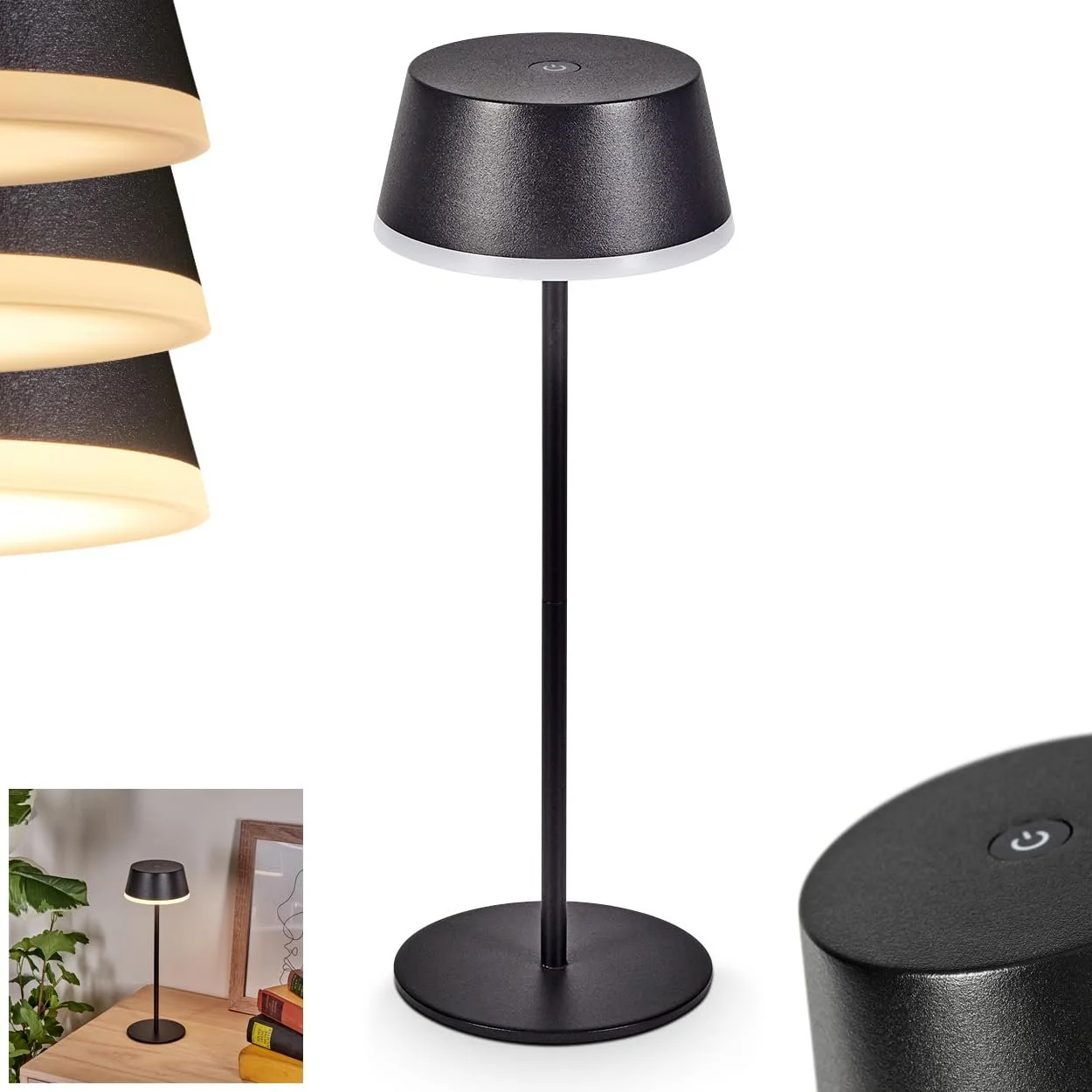 Настільна лампа HOFSTEIN Romdrup LED Touch Dimmer USB-C IP44 Чорний/Білий, фото №1