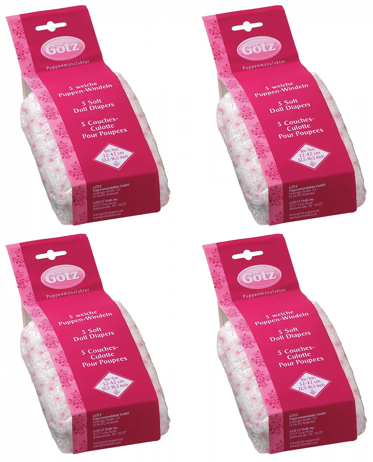 Аксесуари Götz Happy Flower 3403588 Підгузки Лялькові  Розмір S 20-штучний набір одягу від 30 - 33 см, фото №1