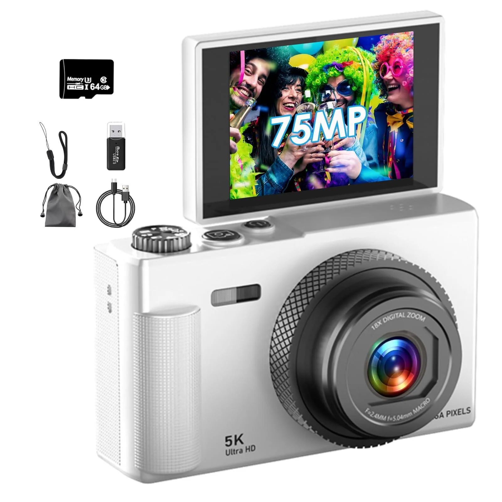 Цифрова камера Arosser UHD 5K 75MP 18X Zoom 2.83 дюйма карта 64GB, фото №1 Цифрова камера Arosser UHD 5K 75MP 18X Zoom 2.83 дюйма карта 64GB, фото №1