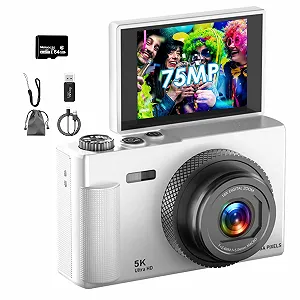 Цифрова камера Arosser UHD 5K 75MP 18X Zoom 2.83 дюйма карта 64GB - Фото 1