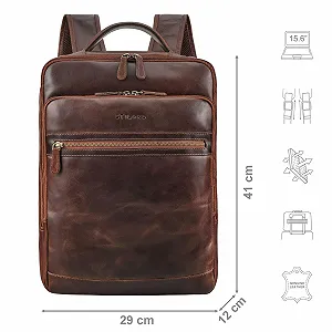 Рюкзак для ноутбука STILORD Banks 15.6 дюймов Genuine Leather Kansas - Brown цена на synthetic.ua - Фото 1 Рюкзак для ноутбука STILORD Banks 15.6 дюймов Genuine Leather Kansas - Brown synthetic.ua - Фото 1