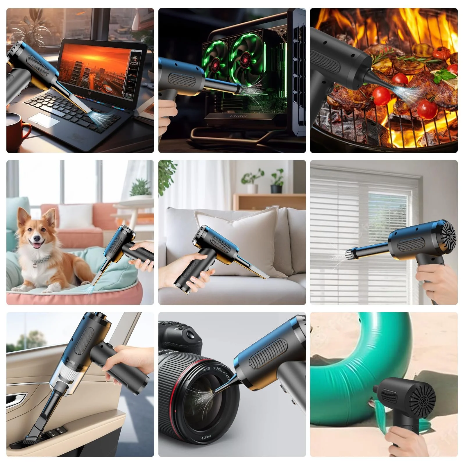 Электрическая воздуходувка и автомобильный пылесос 3 в 1 50,000 RPM 3 Speeds Wireless Mini Blower, фото №8