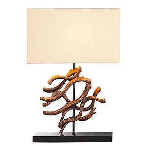 Настольная лампа Riess Ambiente Wave 60 см Массив дерева Ручная работа Натуральный / Бежевый хлопок - Фото 1