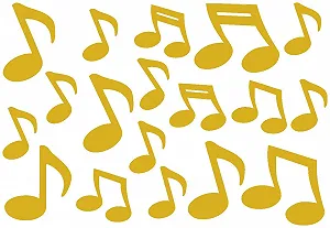 Наклейка на стіну Samunshi Music Notes 18 штук 12 x 5 см / 6 x 7,5 см Золота - Фото 1