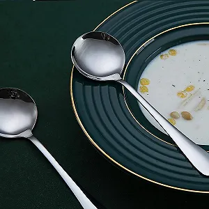 Ложка для супу Berglander, 6 шт., з нержавіючої сталі, кругла, класична блискуча synthetic.ua - Фото 1