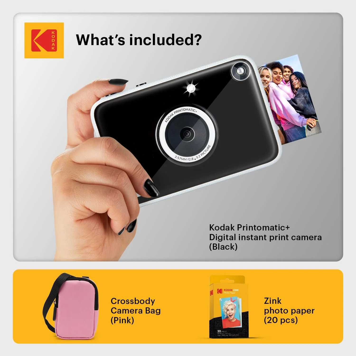 Цифровая камера мгновенной печати Kodak Printomatic+ 10 MP 20 листов бумаги Zinc Черный, фото №2