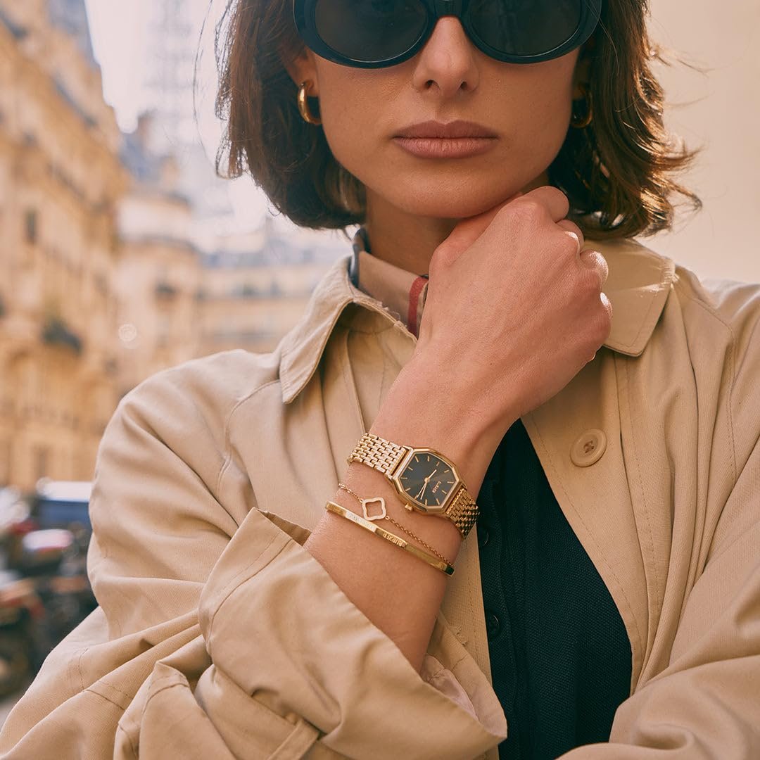 Женские часы BURKER Julia Шестиугольный корпус Женские часы Звеньевой браслет Нержавеющая сталь Аналоговый Кварц 3 ATM Водонепроницаемый - 32 мм - Золотой Черный, фото №6