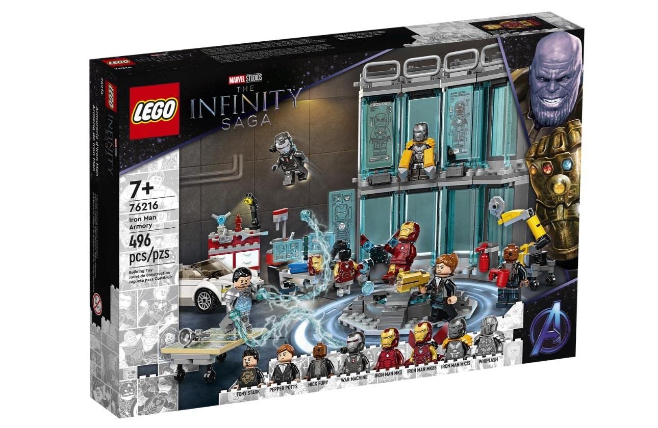 Конструктор LEGO Marvel 76216 Мастерская Железного Человека с 3 боевыми костюмами, игрушечной машиной и роботом, фото №3