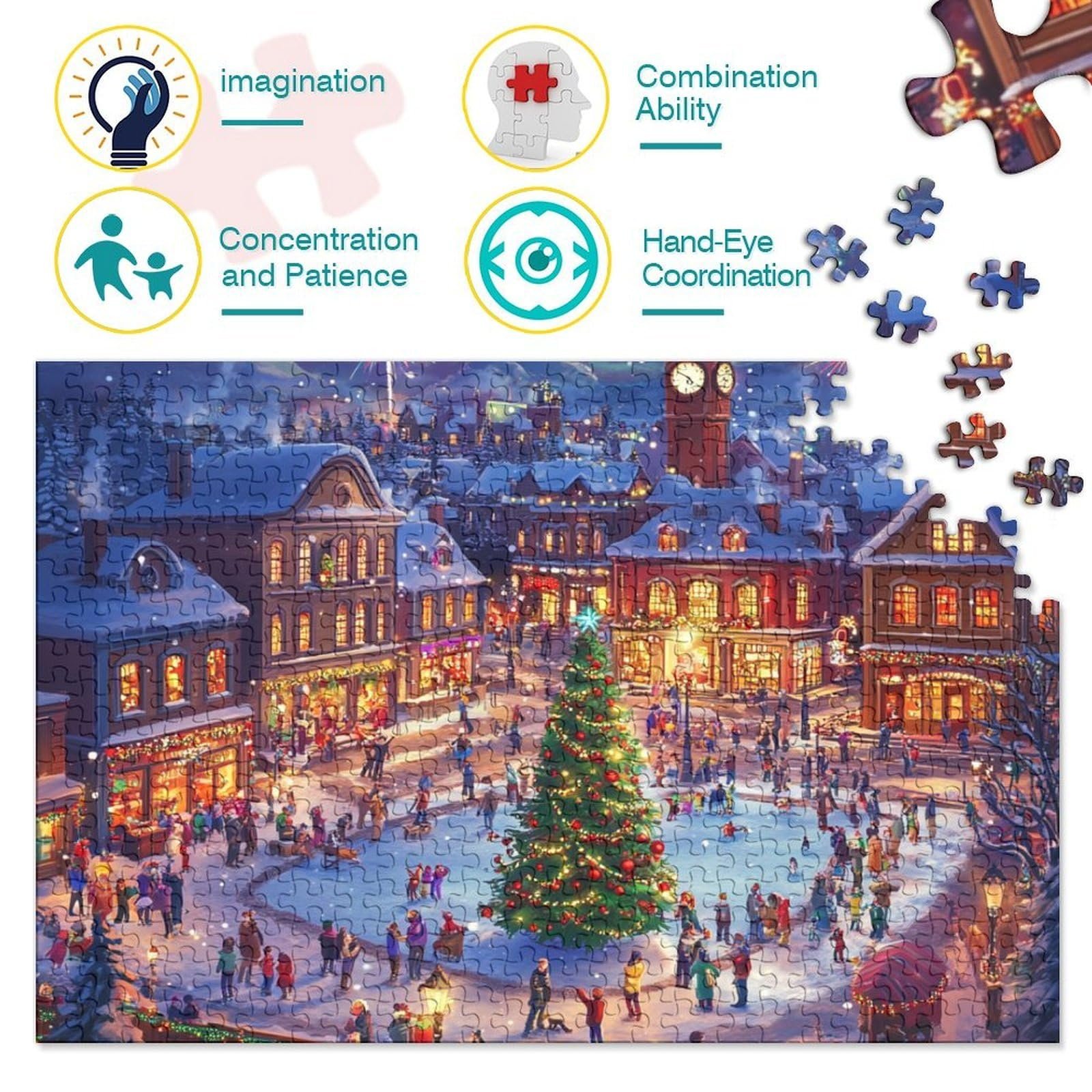 Пазл Рождественская елка у костра 1000 деталей 70 x 50 см, фото №3 Пазл Рождественская елка у костра 1000 деталей 70 x 50 см, фото №3