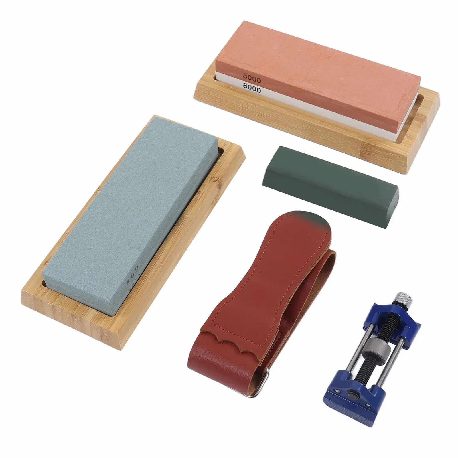 Набор точильных камней 400/1000 и 3000/8000 Grit с направляющей и перчатками, фото №5