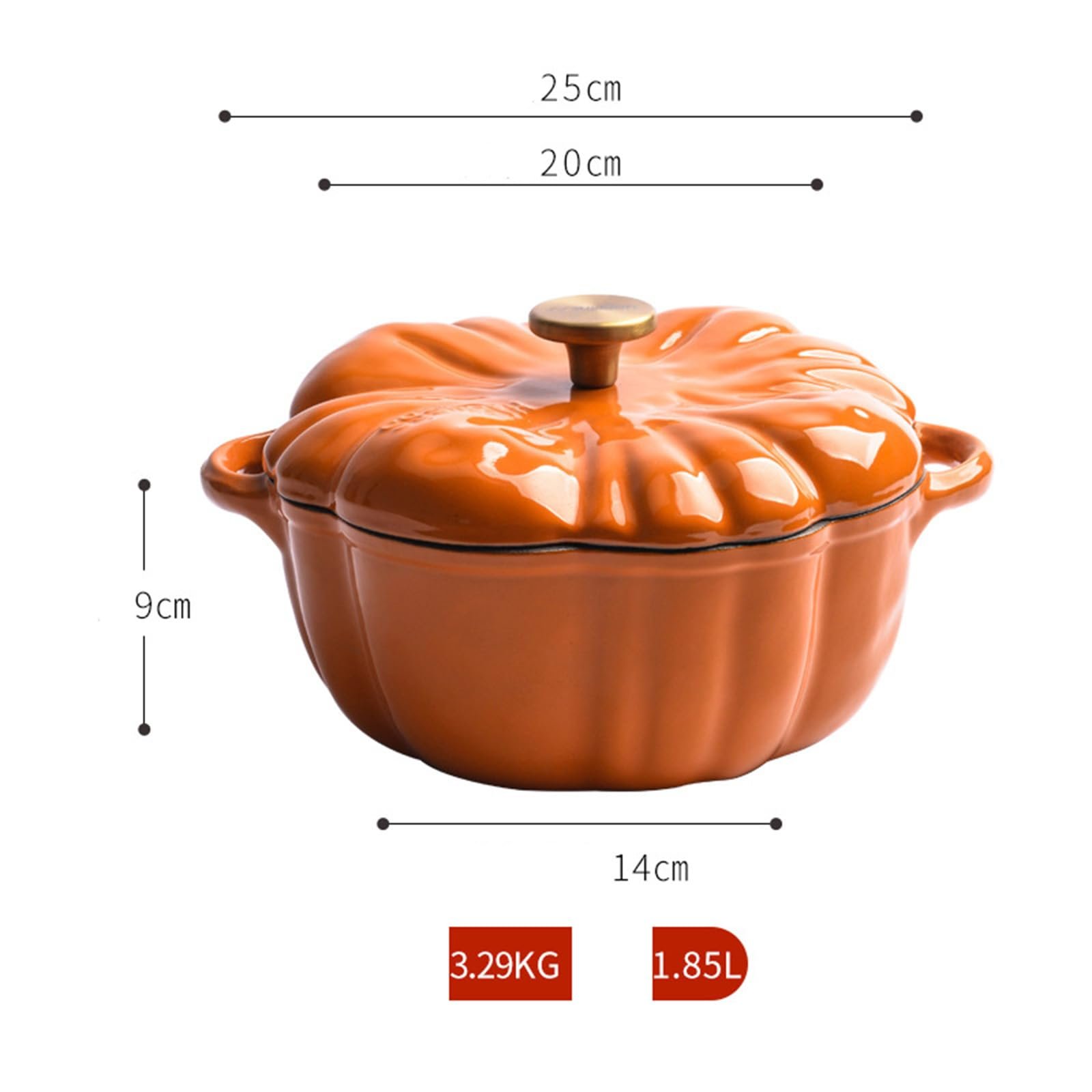 Форма для запекания тыква чугунная эмалированная с крышкой 1.85 л, фото №5 Форма для запекания тыква чугунная эмалированная с крышкой 1.85 л, фото №5