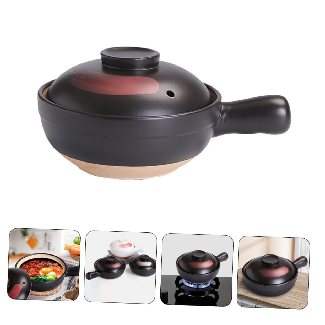 Керамическая кастрюля Традиционная для газовой плиты с нековзною основою компактная, фото №9