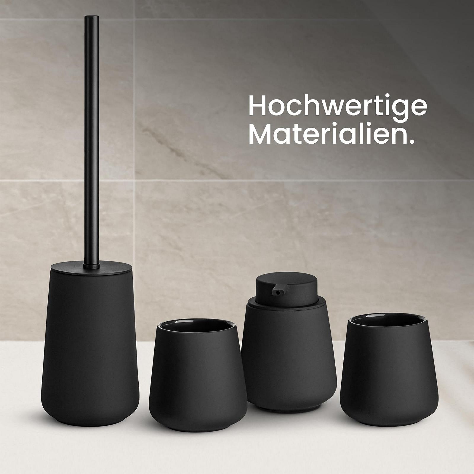 Набор для ванной комнаты Black Sweden Home Диспенсер для мыла, Стакан для зубных щеток, Туалетный ершик черный, фото №7
