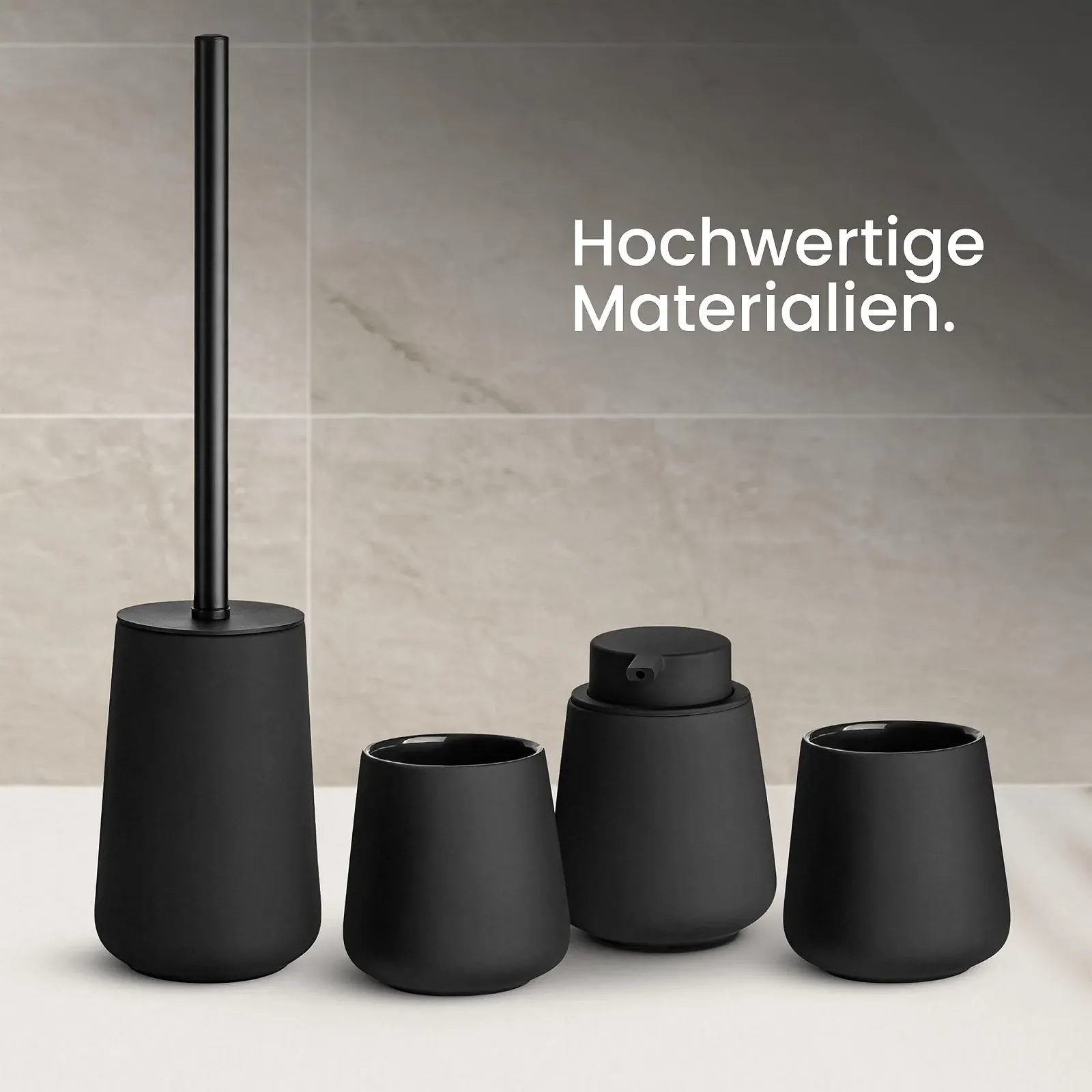 Набор для ванной комнаты Black Sweden Home Диспенсер для мыла, Стакан для зубных щеток, Туалетный ершик черный, фото №7